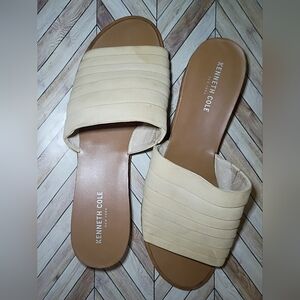 Kenneth Cole Janie Beige Leather Sandals Women's Size 11M GUC